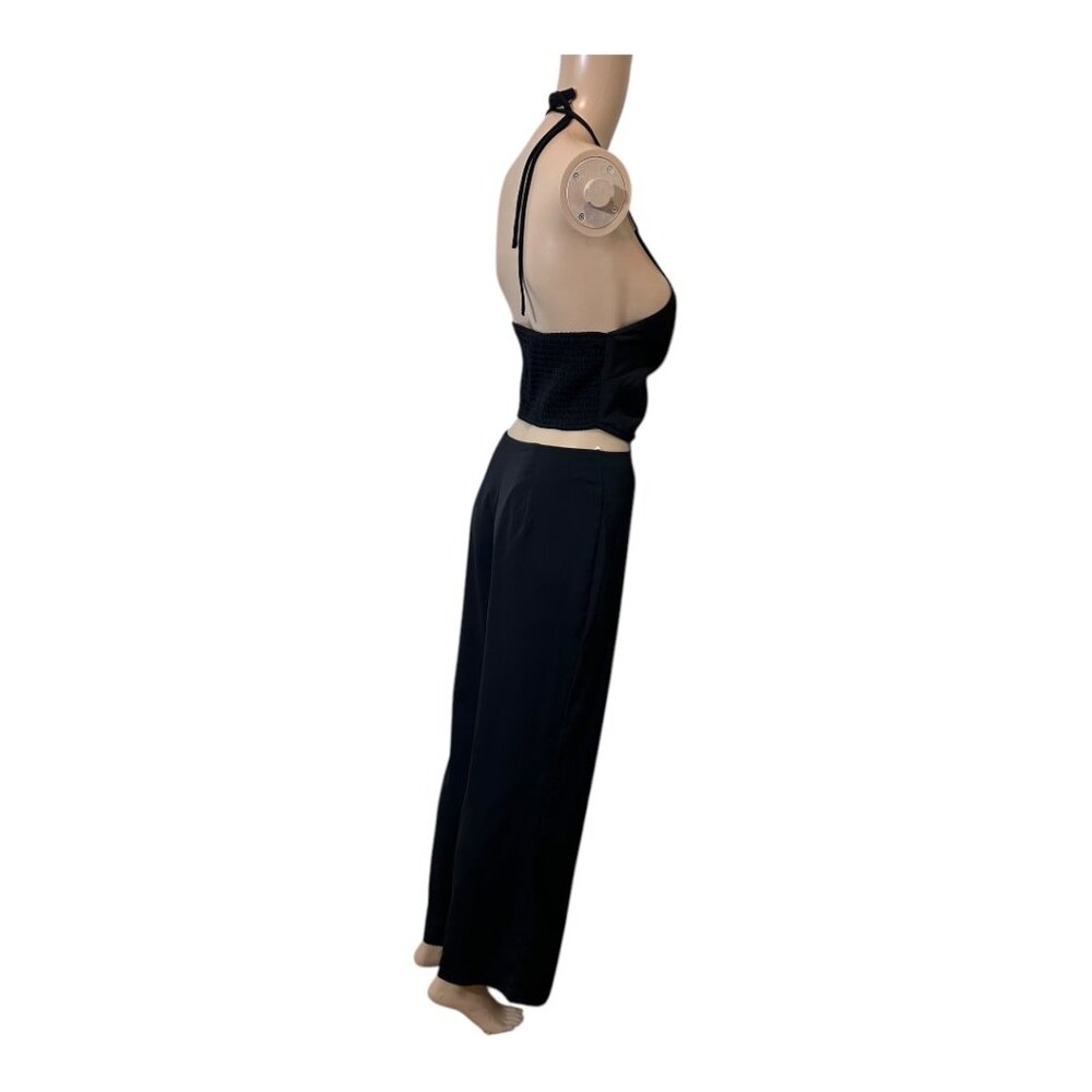 NWOT BCBGeneration Women's Sleeveless Halter Neck Jumpsuit Black Medium - Picture 4 of 8